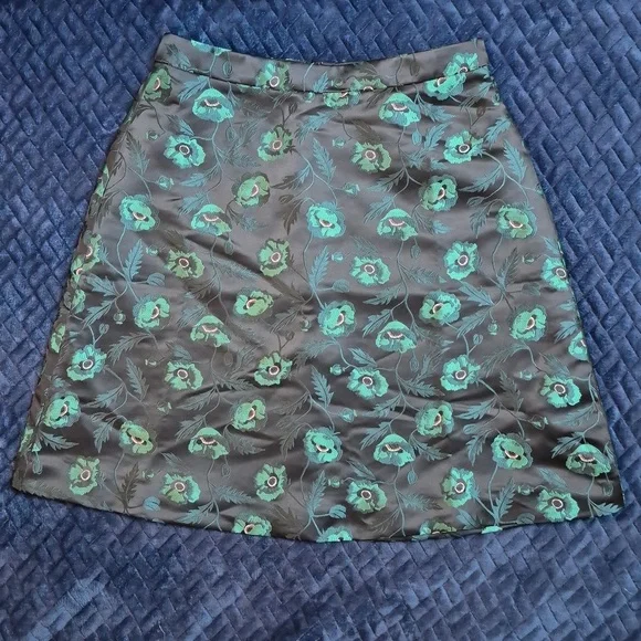 J. Crew Emmie Poppy A-line Black & Green Lined Skirt Size 4, New With Tags - Picture 10 of 16